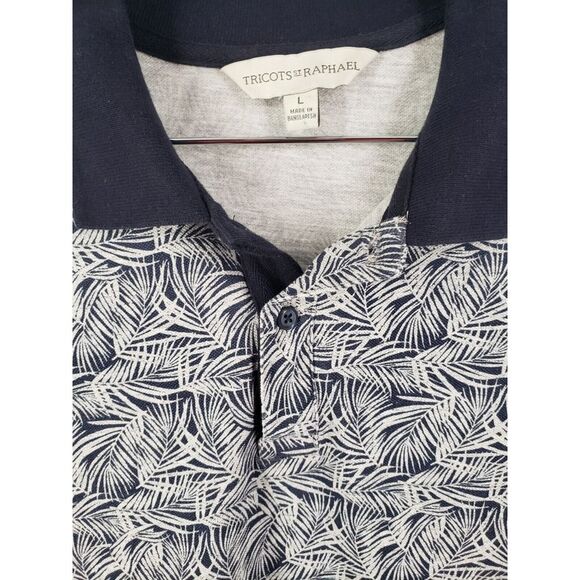 Tricots St Raphael Palm Leaves‎ Tropical Polo Mens Size L 95% Mercerized Cotton - Picture 1 of 6